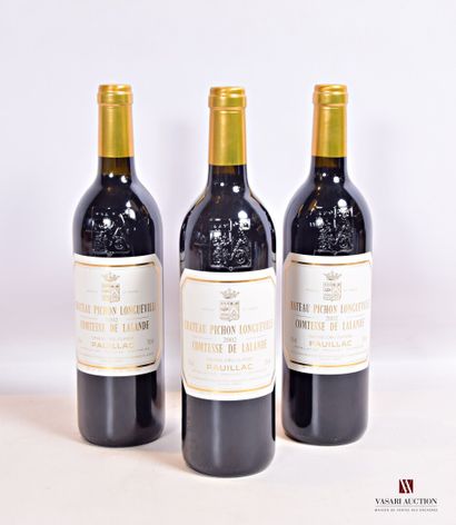 null 3 bouteilles	Château PICHON LALANDE	Pauillac GCC	2002

	Et.: 1 impeccable, 2...
