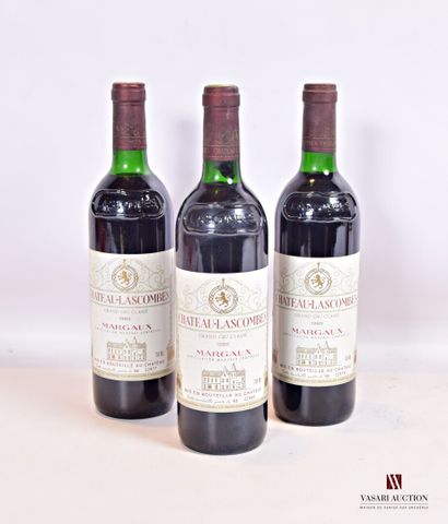 null 3 bouteilles	Château LASCOMBES	Margaux GCC	1985

	Et.: 1 à peine tachée, 2 tachées....