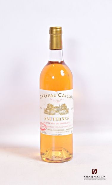 null 1 bouteille	Château CAILLOU	Sauternes CC	1986

	Et. un peu tachée (1 accroc)....