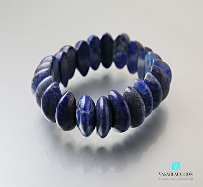 null Bracelet orné de motifs semi elliptique en lapis lazuli sur cordon extensib...