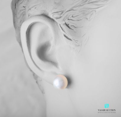 null Paire de boutons d'oreilles en argent 925 millièmes ornés de perles de 17 mm,...