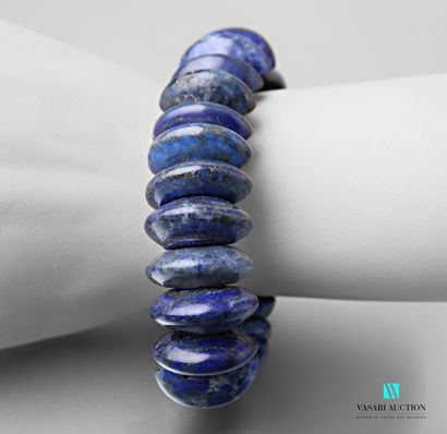 null Bracelet orné de motifs semi elliptique en lapis lazuli sur cordon extensib...