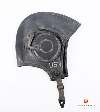  US Naval Air Force pilot's headband, marked USN, later remanufactured, brown leather,...