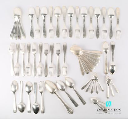 null Silver plated lot comprising seven table cutlery and four table spoons with...