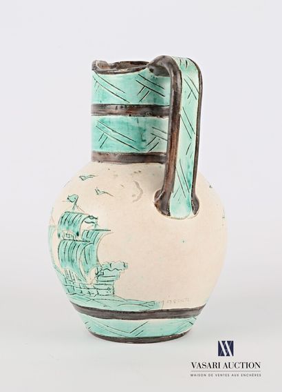 null MASSIER Jérôme - VALLAURIS

Earthenware pitcher, the ovoid body decorated with...