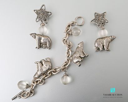 null Half metal set including a bracelet with charms featuring bears and balls, the...