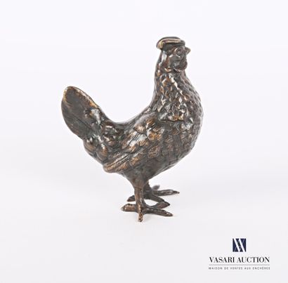 null Brown patina bronze chicken.

20th century

Height : 7 cm 7 cm - Length : 5...