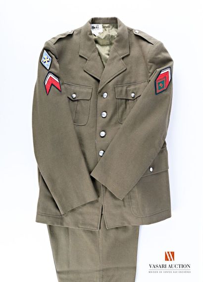 null French Army: officer's uniform, jacket and trousers in khaki bickford fabric,...