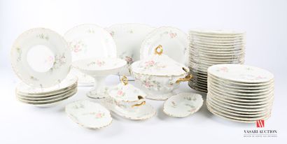 White porcelain dinner service with polychromatic...