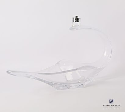 null Pied de lampe en cristal formant vide-poche de forme libre, l'une des extrémités...