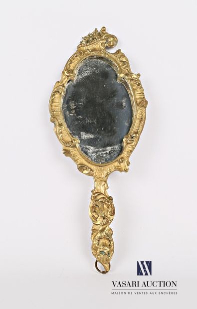 null Bronze hand mirror, the mirror with a moving view is set in a frame decorated...