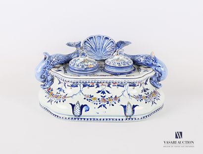  GIEN Manufacture of 
Inkwell in fine earthenware of oblong form with polychrome...