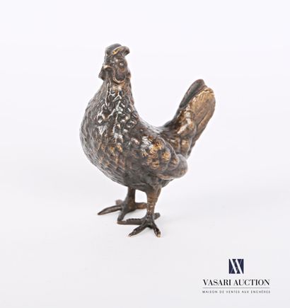 Brown patina bronze chicken. 
20th century...