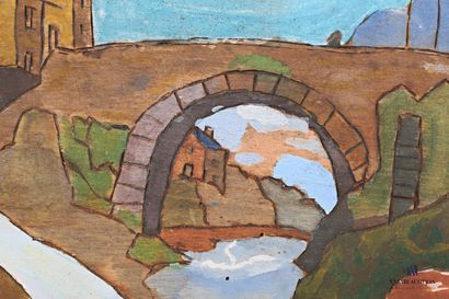 null French school of the 20th century

View of a bridge in a village

Gouache on...