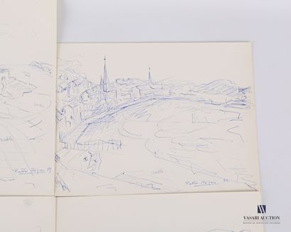  REJAS Pablo (XXth century) 
Lot of six studies of harbour landscapes in pen and...