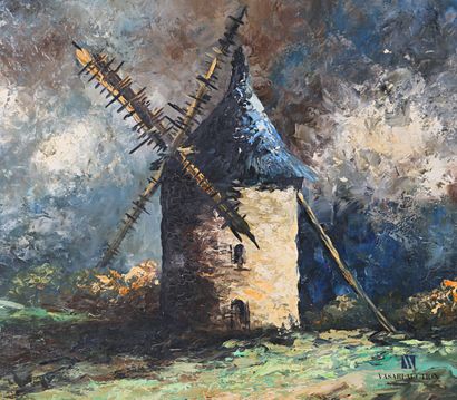 null AUBRAY Lucile (20th century)

Bihgoudenes in front of the mill

Oil on canvas

Signed...