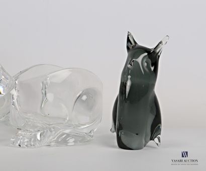 null Lot en verre et cristal comprenant deux vide-poches l'un représentant un lapin...