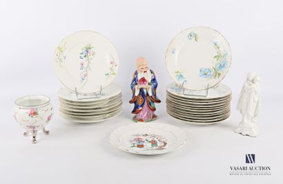 null A white porcelain lot comprising a subject representing an old man with a prominent...