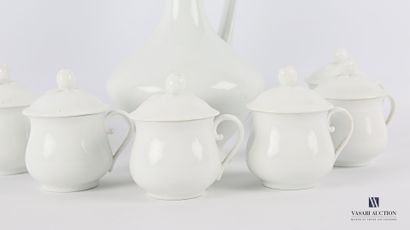 null A white porcelain set comprising a baluster-shaped cruet, mark on the reverse...