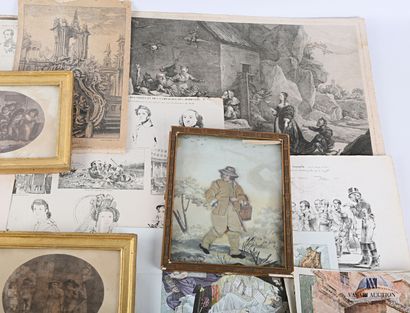 null Lot including two framed pieces Going to school and Coming from school, one...