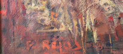  REJAS Pablo (XXth century) 
Red Composition 
Oil on panel 
Signed and dated 73 lower...