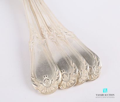 null Silver plated lot comprising seventeen table spoons, the handles decorated with...