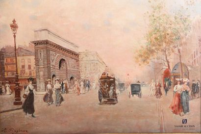 null RAGIONE Raffaele (1851-1919). 

View of the Porte Saint Martin in Paris

Oil...