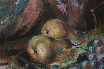 null DELEVET H.Op

Still life with bouquets of Dalhia, grapes and pears

Oil on canvas

Signed...
