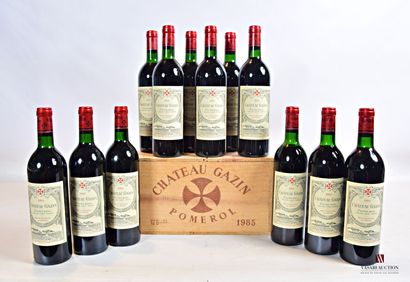 null 12 bouteilles	Château GAZIN	Pomerol	1985

	Et. impeccables. N : 5 bas goulot/...