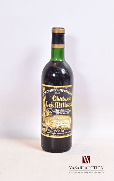 null 1 bouteille	Château LES MILLAUX	Bordeaux Supérieur	1967

	Et. un peu usée et...