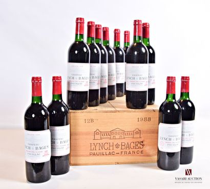null 12 bouteilles	Château LYNCH BAGES	Pauillac GCC	1988

	Et. impeccables. N : 1...