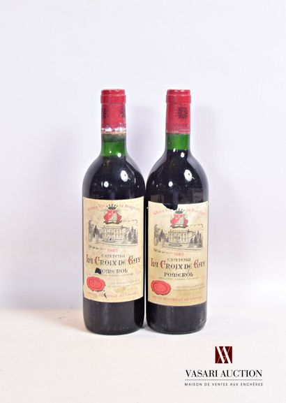null 2 bouteilles	Château LA CROIX DE GAY	Pomerol	1985

	Et; fanées, tachées et un...