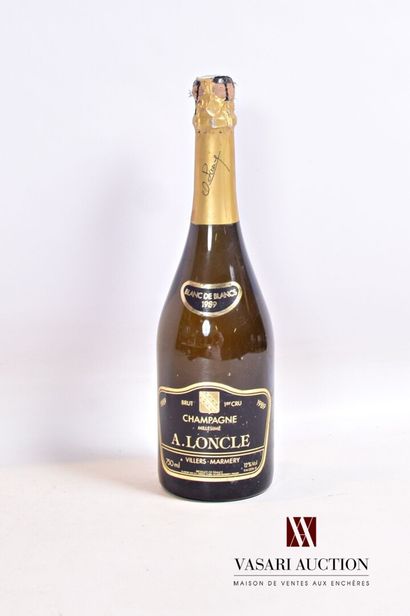null 1 bouteille	Champagne A.LONCLE Brut Blanc de Blancs		1989

	Et. à peine tachée....