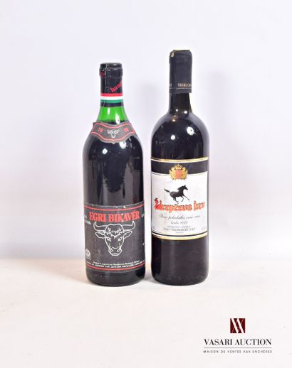 null Lot de 2 bouteilles comprenant :		

1 bouteille	EGRI BIKAVÉR (Hongrie)		1988

1...