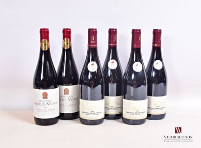 null Lot de 6 bouteilles comprenant :		

4 bouteilles	MACON La Roche Vineuse mise...