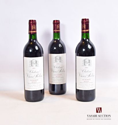 null 3 bouteilles	Château VIEUX ROBIN	Médoc CB	1991

	Et. légèrement tachées. n :...