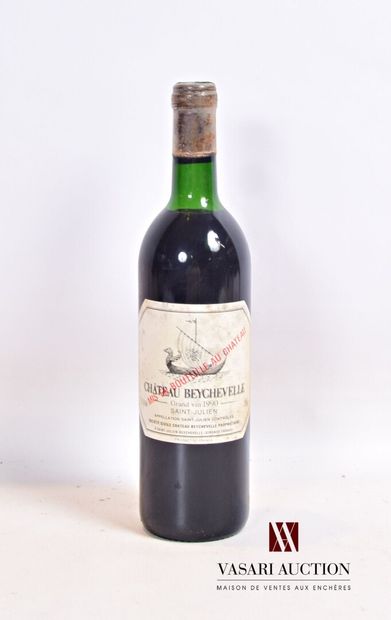 null 1 bouteille	Château BEYCHEVELLE	St Julien GCC	1990

	Et. tachée. N : haut é...