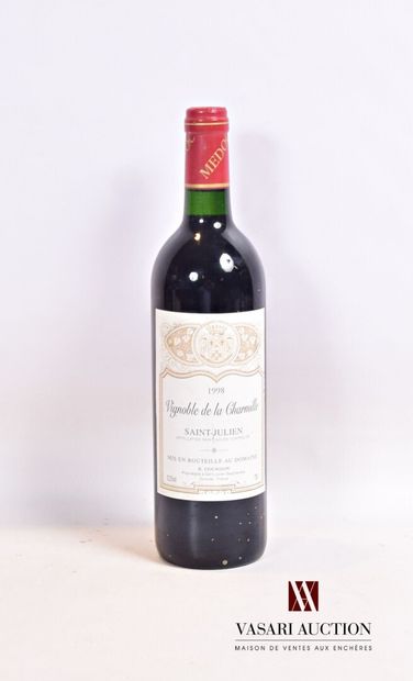 null 1 bouteille	Vignoble de la CHARMILLE	St Julien	1998

	Et. légèrement tachée....