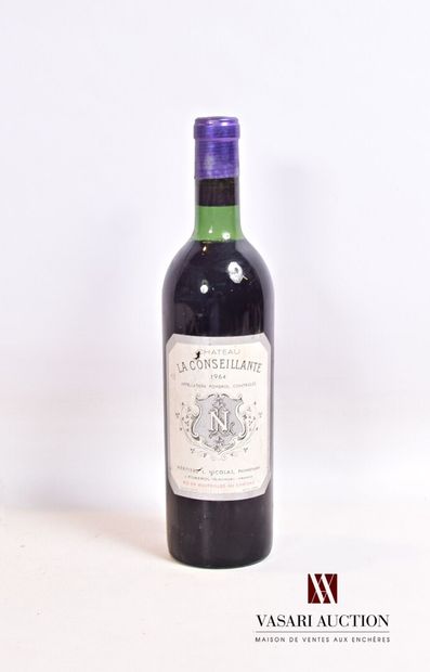 null 1 bouteille	Château LA CONSEILLANTE	Pomerol	1964

	Et. un peu tachée (2 accrocs)....