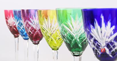 null SAINT LOUIS

Set of six Rhine wine glasses in cut crystal overlay of different...