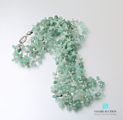 null Necklace with four rows of aventurine pastilles, the clasp ring spring metal.

Length...