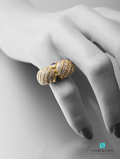 null Yellow gold ring 750 thousandths with double bulge paved with 146 diamonds of...