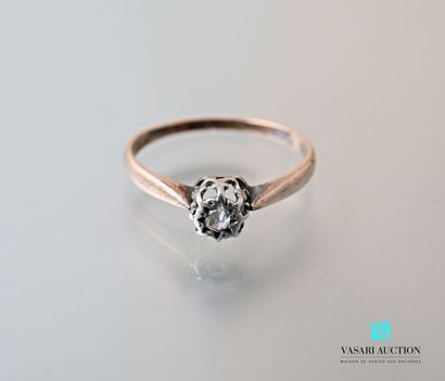 null Ring in pink gold 750 thousandths decorated with a diamond cut in pink set on...