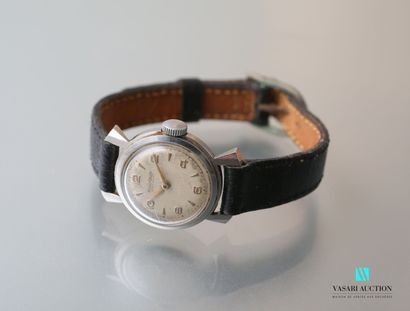 null Jaeger Lecoultre, ladies' wristwatch, round steel case, beige dial, Roman numeral...