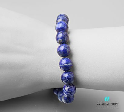 null Bracelet orné de billes de lapis lazuli sur élastique