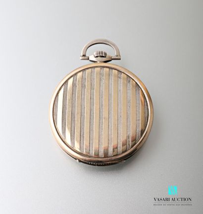 null Lip, Art Deco pocket watch in silver and vermeil, the back decorated with alternating...