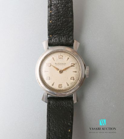null Jaeger Lecoultre, ladies' wristwatch, round steel case, beige dial, Roman numeral...