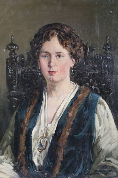 null NEWBERY Francis Henry (1855-1946)

Portrait de femme au médaillon 

Huile sur...