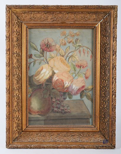 null French school of the 19th century

Still life with roses on an entablature

Watercolour

Sight...
