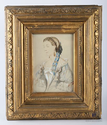 null French school of the 19th century

Portrait of an Elegant Lady with a Ribbon

Watercolour

Sight...